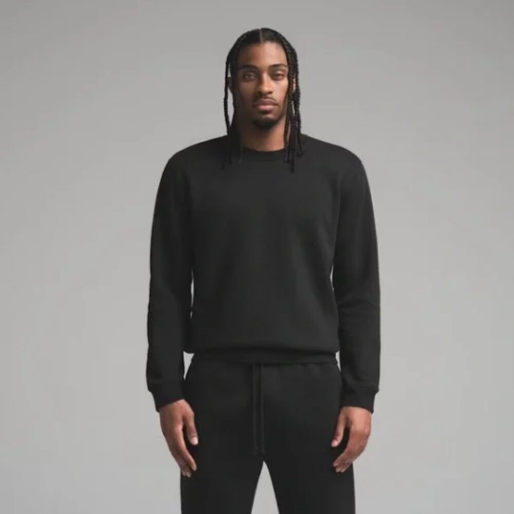 SKIMS Fleece Lounge Crewneck Sweatshirt Mens Medium Washed Onyx Black Pullover